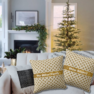 Razzle Dazzle Christmas Glittery Gold Stars Custom Cushion