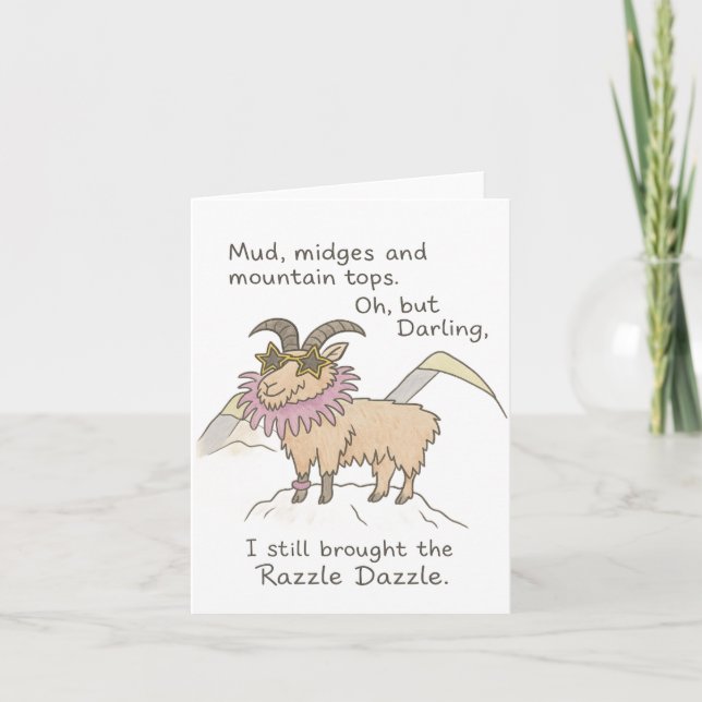 Razzle Dazzle Mountain Goat Folded Greeting Card (Front)