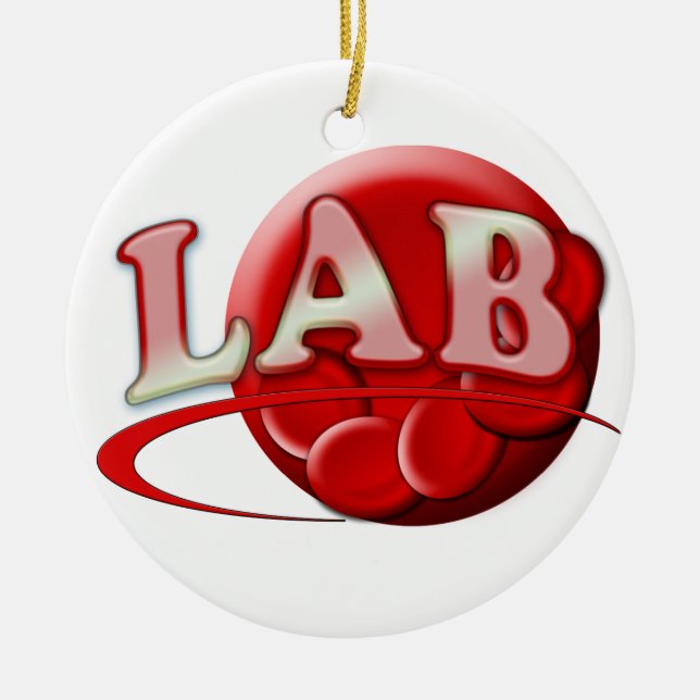 RBC LABORATORY LOGO RED BLOOD CELLS CERAMIC TREE DECORATION (Front)