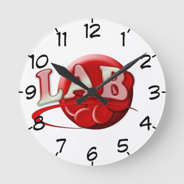 RBC LABORATORY LOGO RED BLOOD CELLS ROUND CLOCK (Front)
