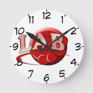 RBC LABORATORY LOGO RED BLOOD CELLS ROUND CLOCK