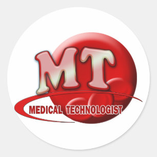 RBC MT LABORATORY SWOOSH LOGO - MEDICAL TECH CLASSIC ROUND STICKER