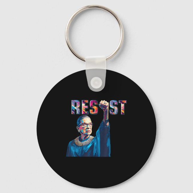 Rbg Resist Feminist Funny Quote  Key Ring (Front)