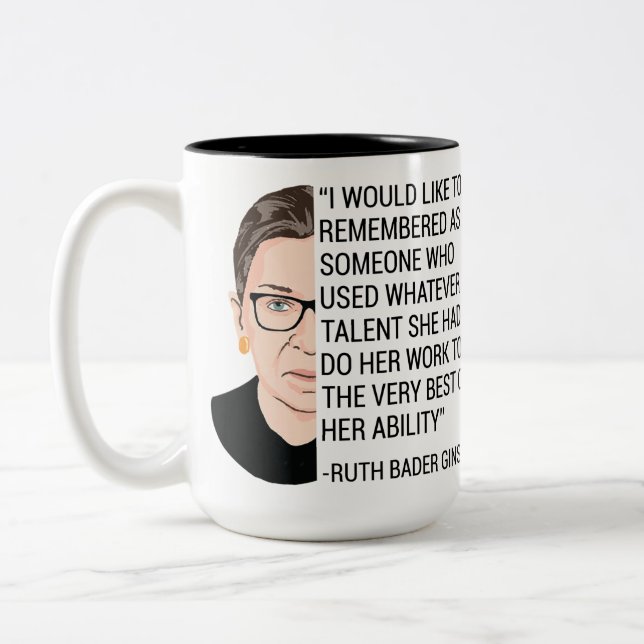 RBG Ruth Bader Ginsburg Tribute RIP Two-Tone Coffee Mug (Left)