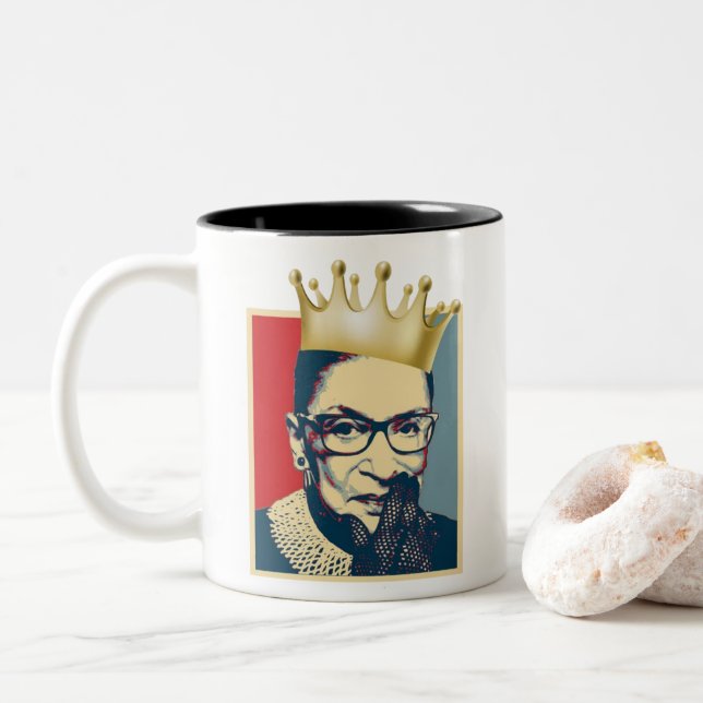 RBG (Ruth Bader Ginsburg) Two-Tone Coffee Mug (With Donut)