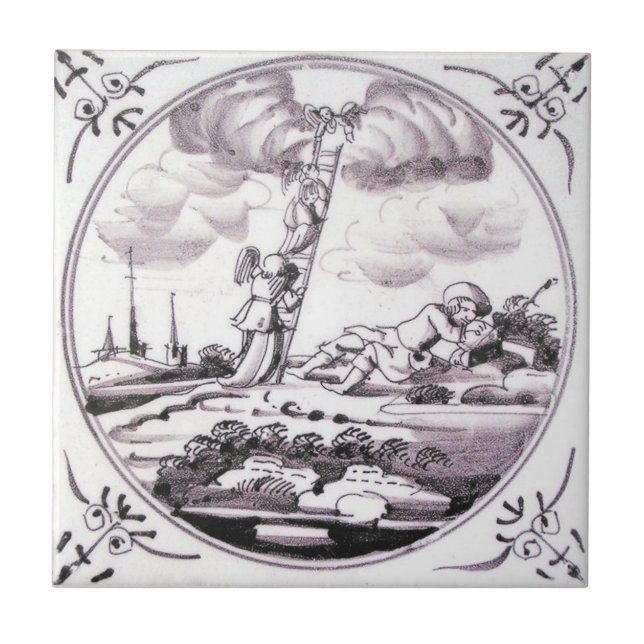 RBT11 Delft Biblical Manganese Red Ceramic Tile (Front)