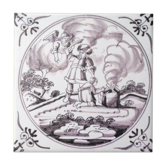 RBT12 Delft Biblical Manganese Red Ceramic Tile (Front)