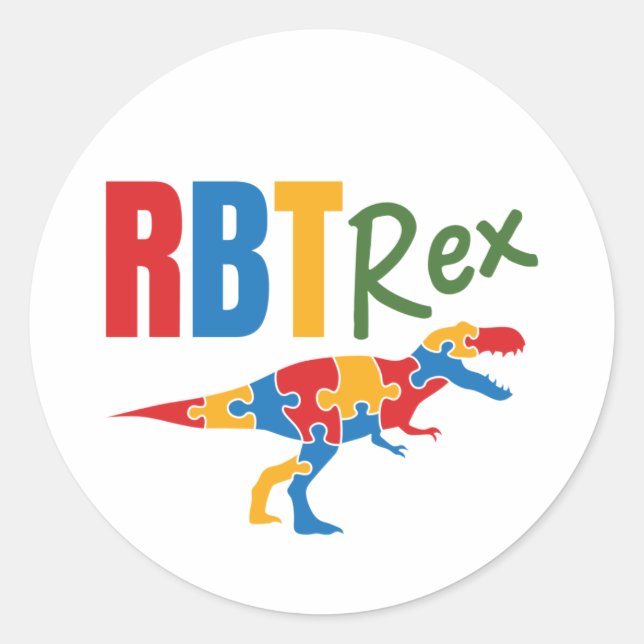 RBT Rex Registered Behaviour Technician ABA Classic Round Sticker (Front)