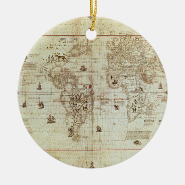 Rc C 2487 Map of the World, designed by Sebastien Ceramic Ornament (Front)