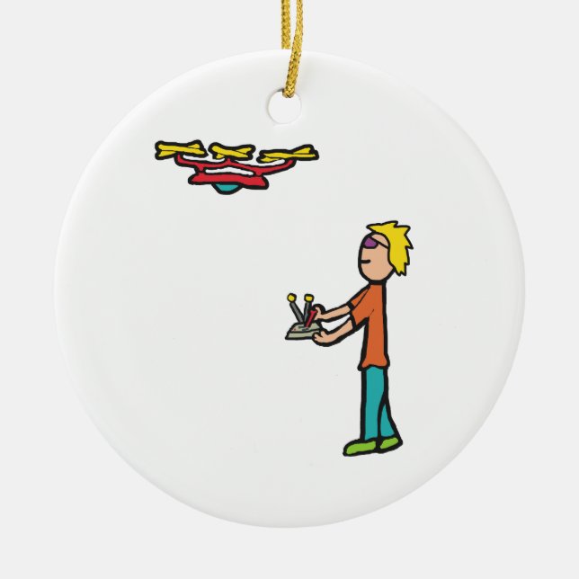 RC Drone Flying Ceramic Ornament (Front)