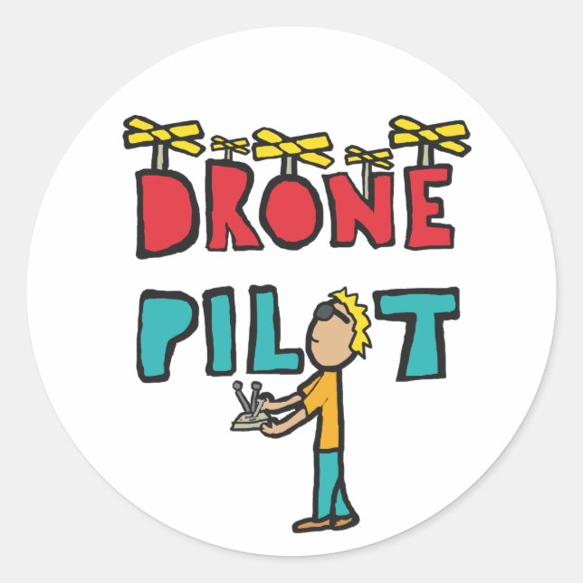 RC Drone Pilot Classic Round Sticker (Front)