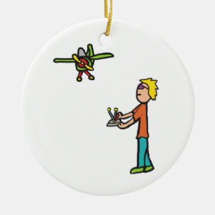 RC Model Airplane Flying Ceramic Ornament
