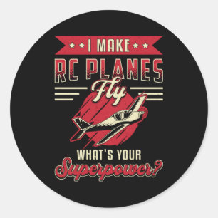 RC Plane Aeroplane Pilot Aircraft Funny RC Planes Classic Round Sticker