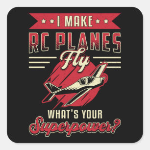 RC Plane Aeroplane Pilot Aircraft Funny RC Planes Square Sticker