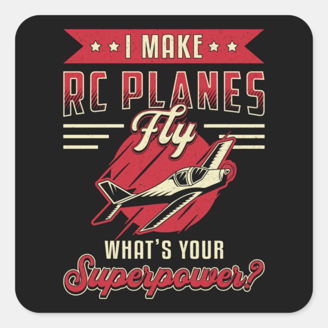 RC Plane Aeroplane Pilot Aircraft Funny RC Planes Square Sticker (Front)