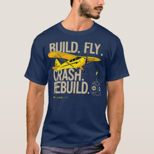 RC Plane Gifts Build Fly Crash Rebuild Yellow T-Shirt