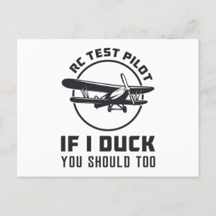 RC Test Pilot If I Duck You Should Too RC Plane Postcard