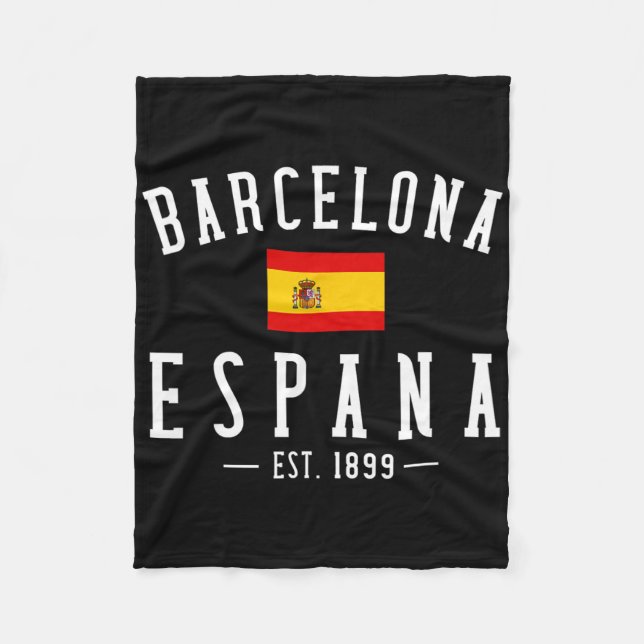 Rcelona Espana Spain Est. Souvenir Flag Map Vacati Fleece Blanket (Front)