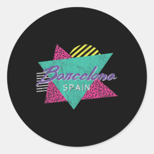 Rcelona Spain Vintage Retro 80s 90s Vacation Trave Classic Round Sticker