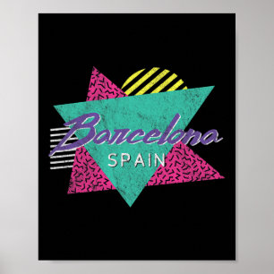 Rcelona Spain Vintage Retro 80s 90s Vacation Trave Poster
