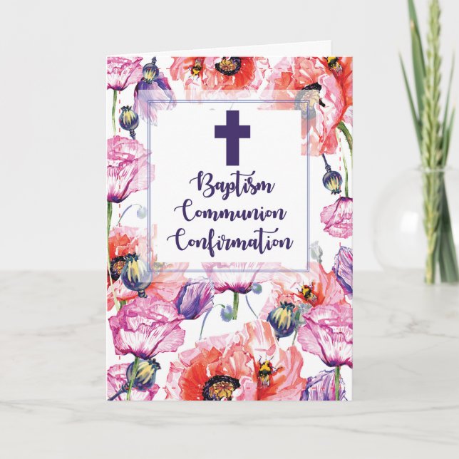 RCIA Baptism Communion and Confirmation Poppies Card (Front)