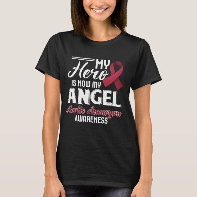 RD Aortic Aneurysm Gift Burgundy Awareness Ribbon  T-Shirt (Front)