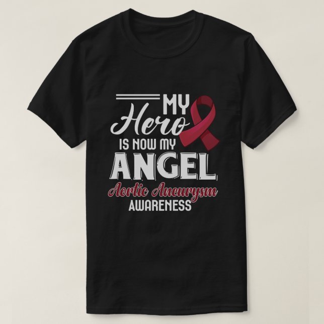 RD Aortic Aneurysm Gift Burgundy Awareness Ribbon T-Shirt (Design Front)