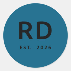 Rd est. 2026, registered dietician graduation classic round sticker