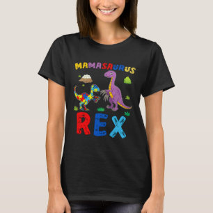Rd Mamasaurus Autism Awareness Mother’s Day Mummy  T-Shirt