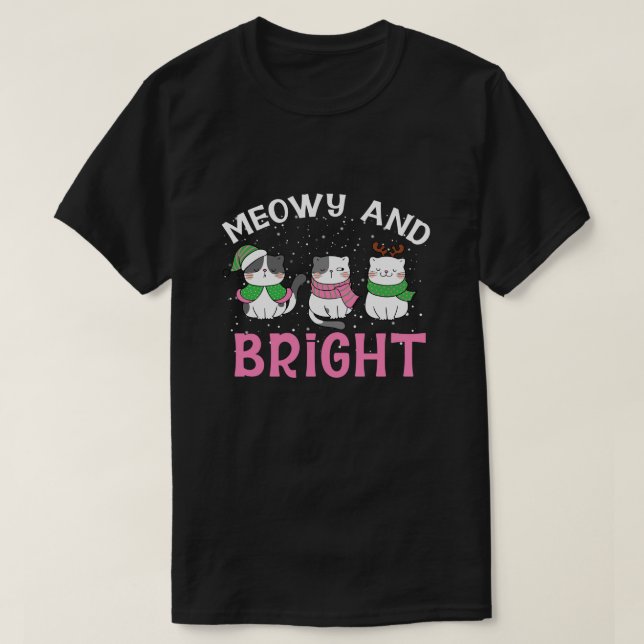 RD Meowy And Bright Christmas Cat Merry Christmas  T-Shirt (Design Front)