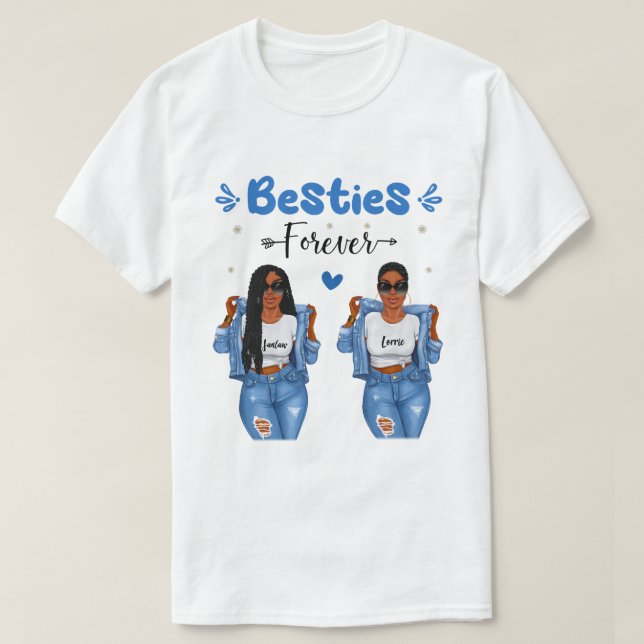 RD Personalised Besties Forever T Shirt Couple  (Design Front)