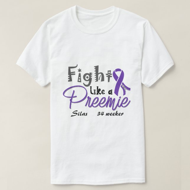 RD Personalised Fight Like A Preemie Shirt (Design Front)