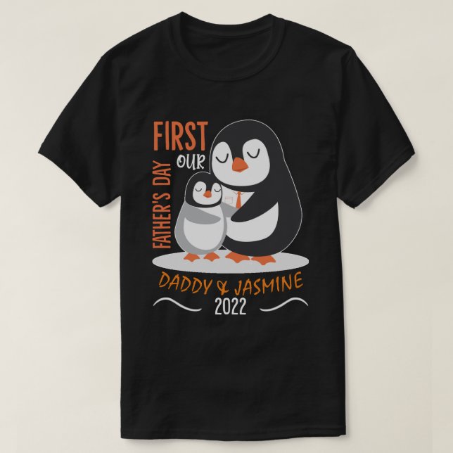 RD Personalised Penguin Father And Daughter T-Shirt (Design Front)