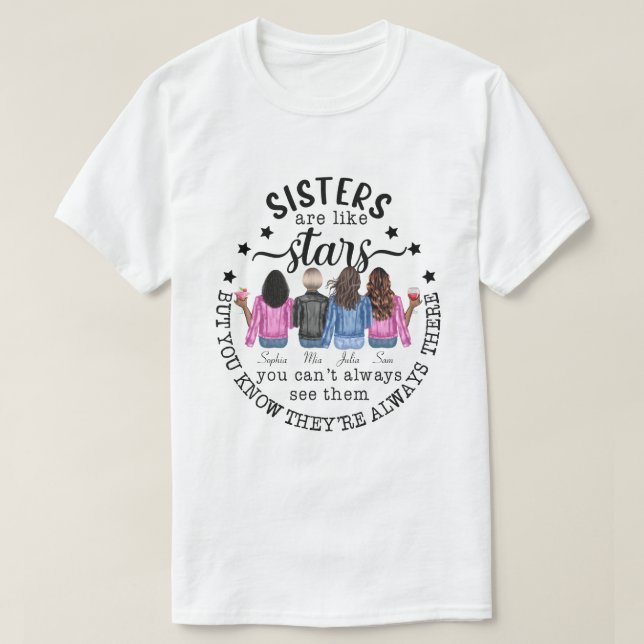 RD Personalised Sisters Are Like Stars T-Shirt (Design Front)