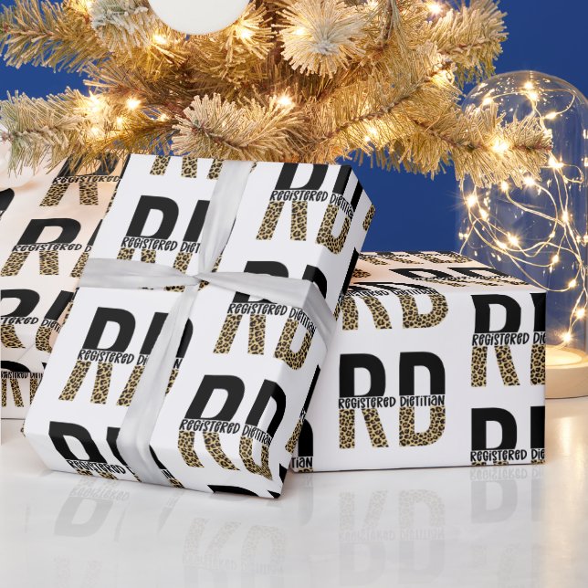 RD Registered Dietician Cheetah Print RD Gift Wrapping Paper (Holidays)