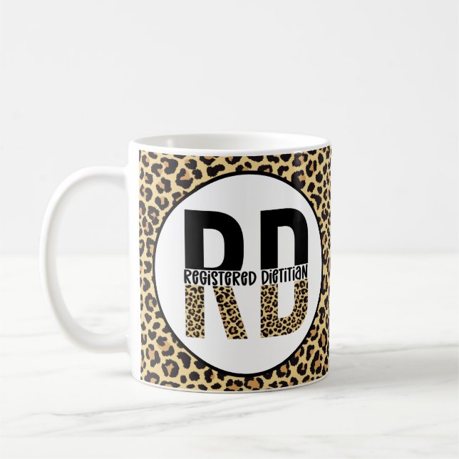 RD Registered Dietician Cheetah Print RD Gifts Coffee Mug (Left)
