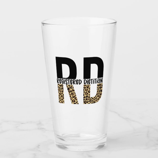 RD Registered Dietician Cheetah Print RD Gifts Glass (Front)