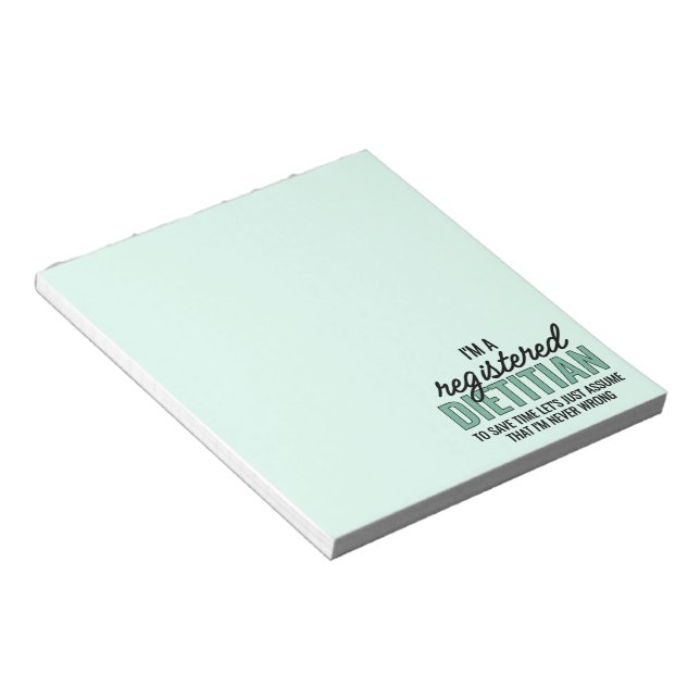 RD Registered Dietician Never Wrong Funny Notepad (Angled)