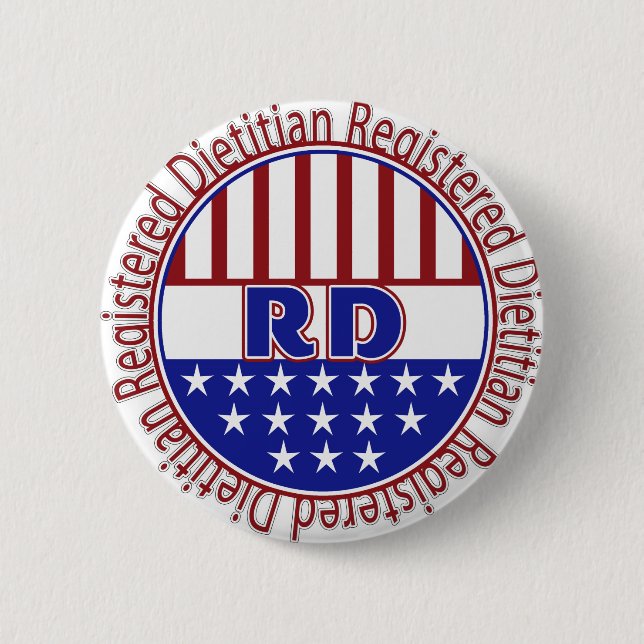 RD Registered Dietician PATRIOTIC LOGO 6 Cm Round Badge (Front)