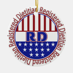 RD Registered Dietician PATRIOTIC LOGO Ceramic Ornament