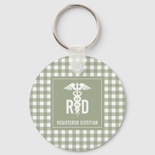 RD Registered Dietician Plaid Pattern Key Ring