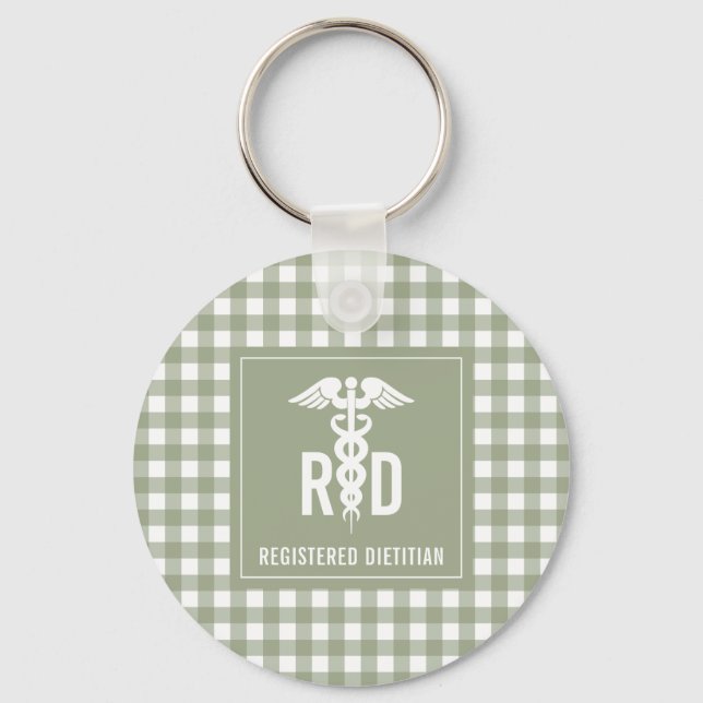 RD Registered Dietician Plaid Pattern Key Ring (Front)