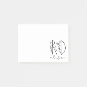 RD Registered Dietitian Life Floral Post-it Notes