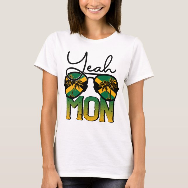 RD Yeah Mon Sunglasses Jamaica Flag Jamaica Trip  T-Shirt (Front)