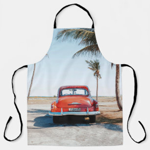 Re beetle beside coconut trees apron