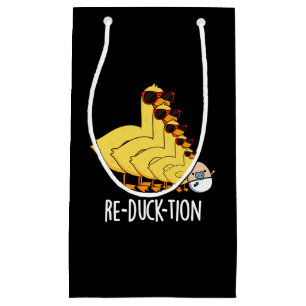 Re-duck-tion Funny Animal Duck Pun Dark BG Small Gift Bag