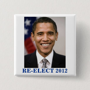 RE-ELECT OBAMA 2012 15 CM SQUARE BADGE