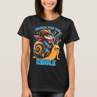 Reach for the Kibble Cat Cowboy Funny Design T-Shirt