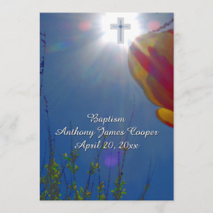 Reach for the Sky BABY BOY BAPTISM CHRISTENING Invitation