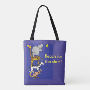 reach for the stars animal friends tote bag